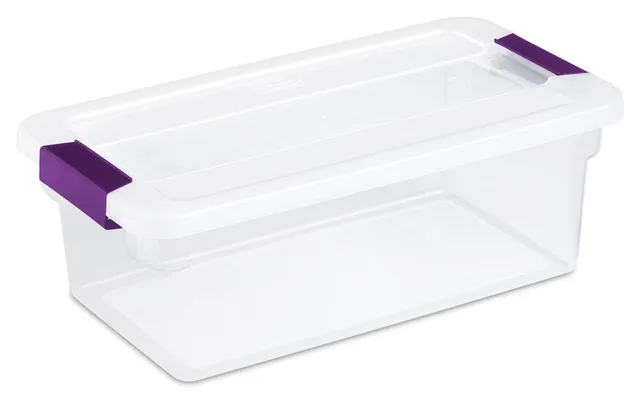 sterilite-6-qt-clearview-latch-storage-box-stackable-bin-with-latching-lid-clear image 1