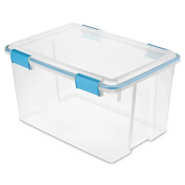 sterilite-54-quart-clear-plastic-stackable-storage-container-box-with-air-tight- image 1