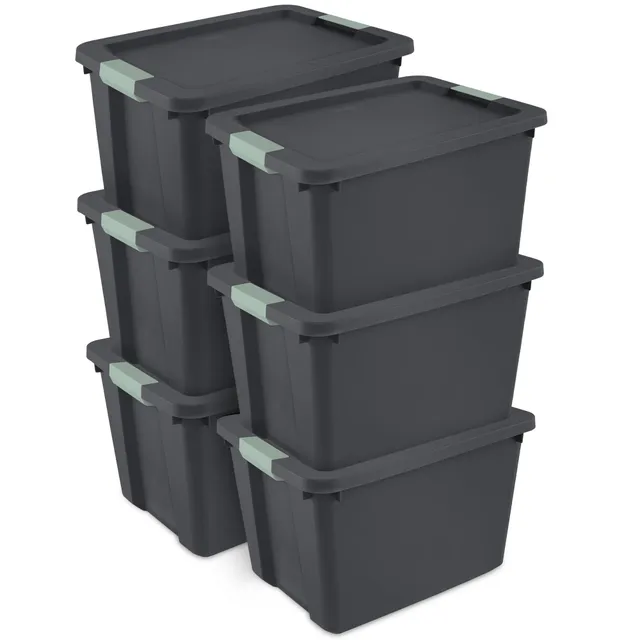 sterilite-6-pack-latch-tote-stackable-plastic-storage-bin-containers-20-gallon-g image 1