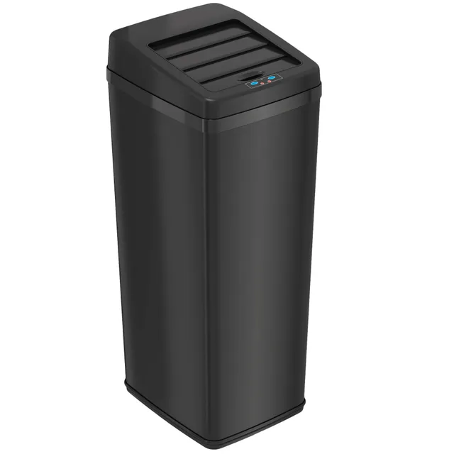 itouchless-52-liter-14-gallon-black-stainless-steel-retracting-lid-sensor-kitche image 1