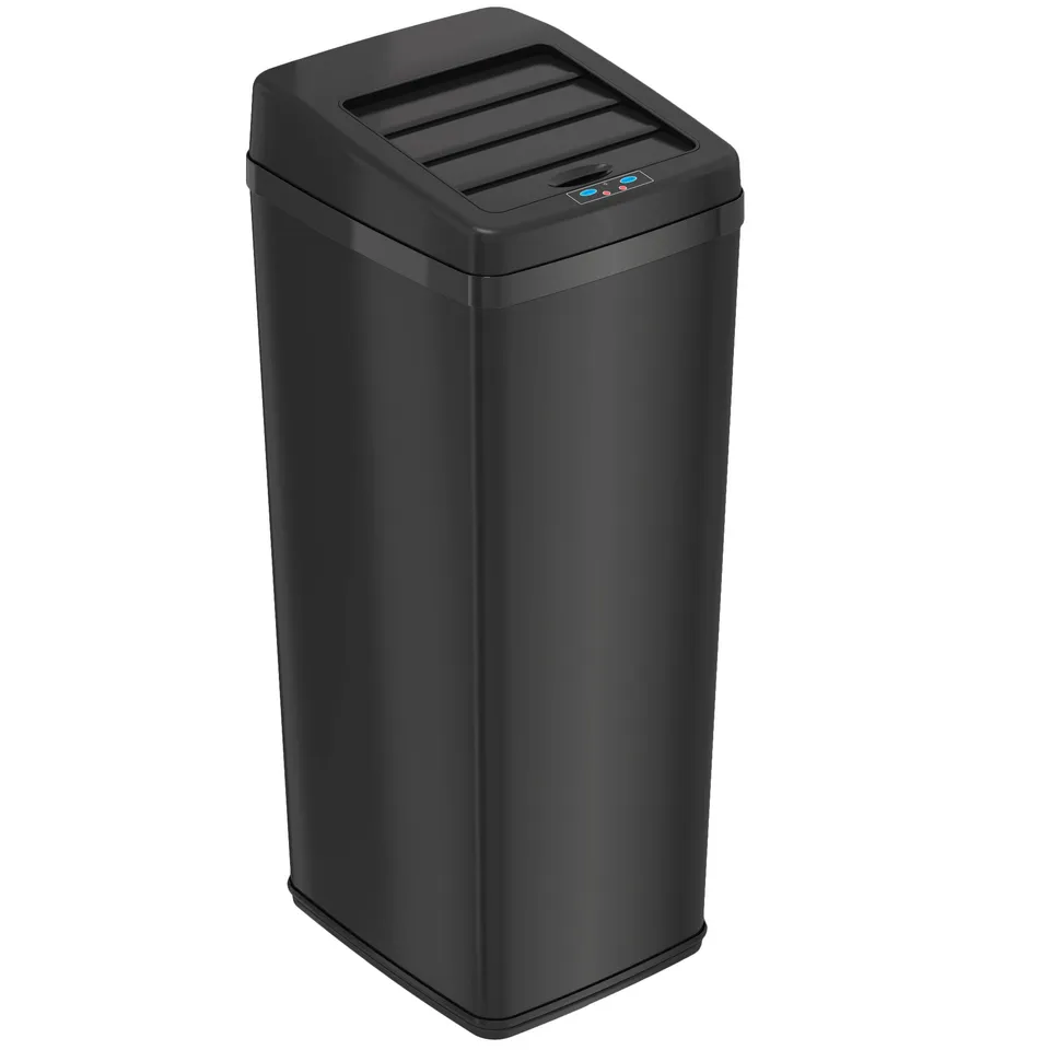 itouchless-52-liter-14-gallon-black-stainless-steel-retracting-lid-sensor-kitche image 1