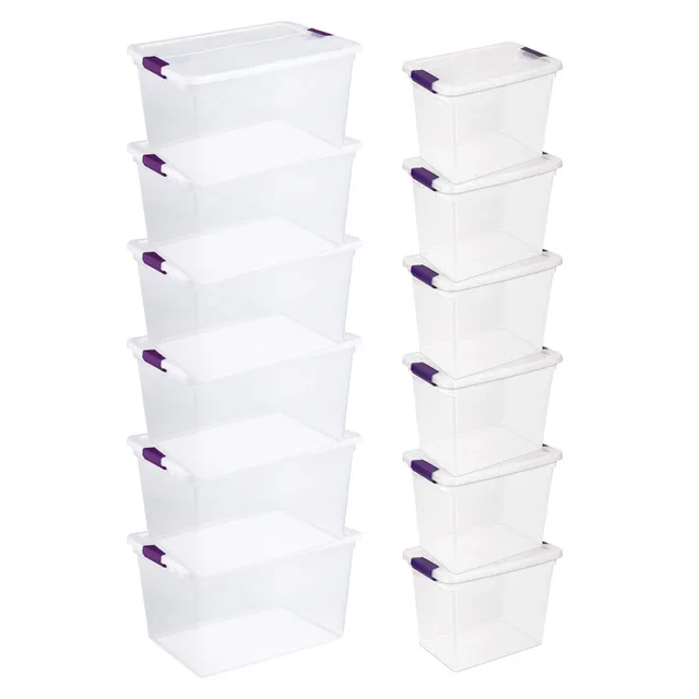 sterilite-clear-box-storage-container-6-pack-27-qt-totes-stackable-with-lids-pin image 1
