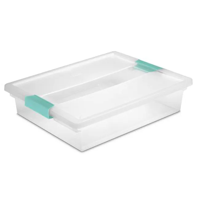 sterilite-large-clip-box-stackable-storage-bin-with-latching-lid-clear-14x11x3-2 image 1