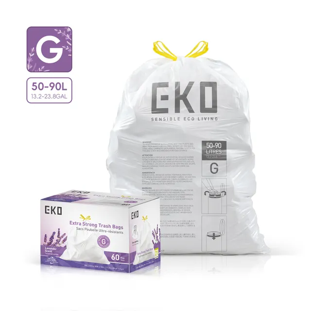 eko-code-g-21-gallon-easy-dispense-roll-trash-bags-60-count-lavender-scent image 1