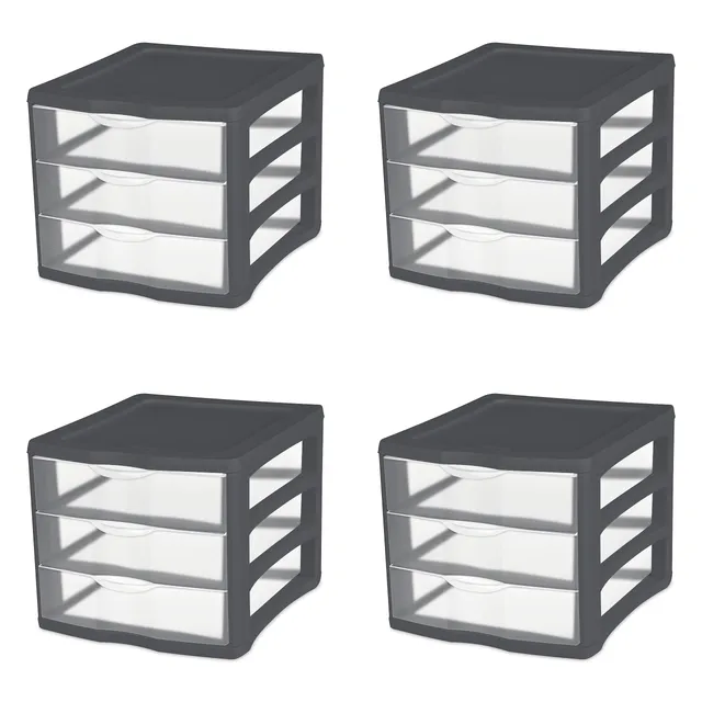 sterilite-3-drawer-unit-gray-flannel-countertop-storage-organizer-for-home-offic image 1