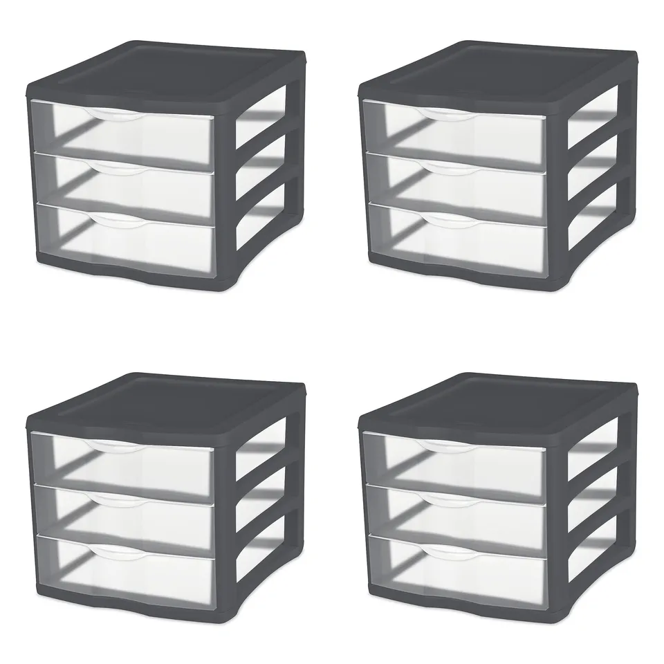 sterilite-3-drawer-unit-gray-flannel-countertop-storage-organizer-for-home-offic image 1