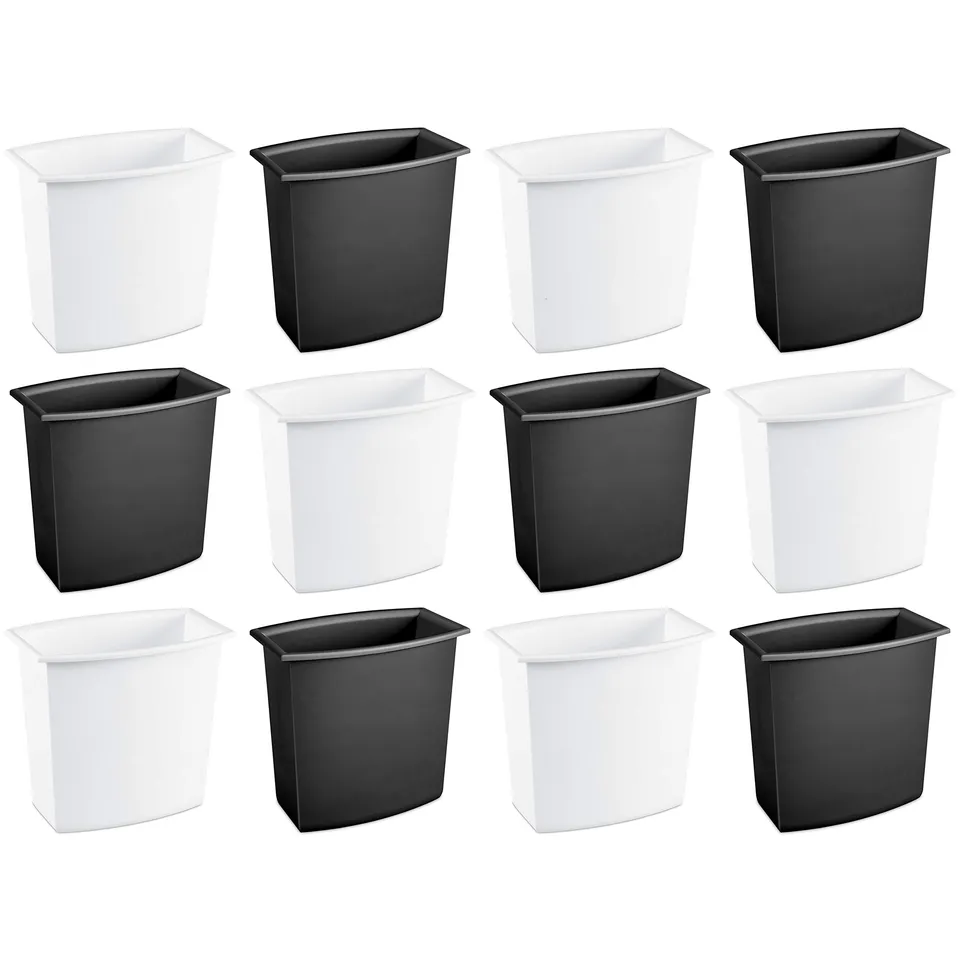 sterilite-2-gallon-rectangular-vanity-wastebasket-12-pack-white-black image 1