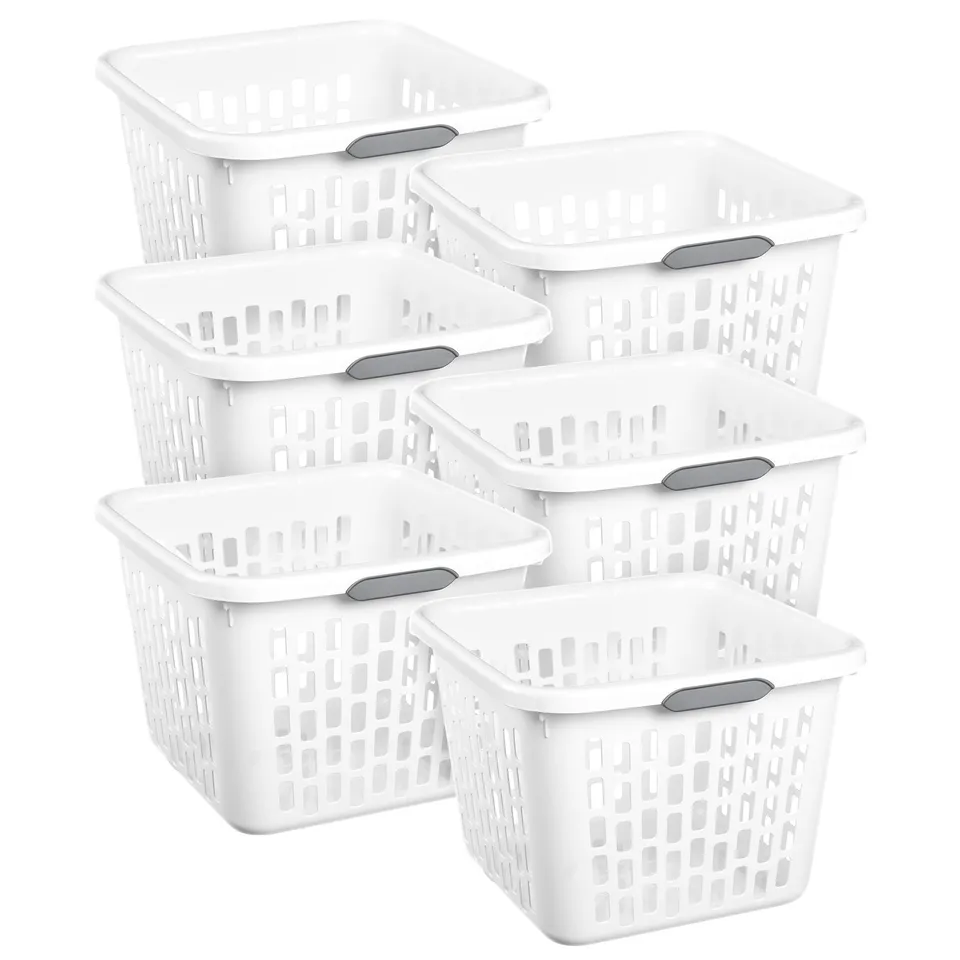 sterilite-6-pack-1-5-bushel-capacity-square-laundry-basket-white image 1