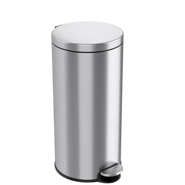 itouchless-30-liter-8-gallon-softstep-stainless-steel-round-step-pedal-kitchen-t image 1