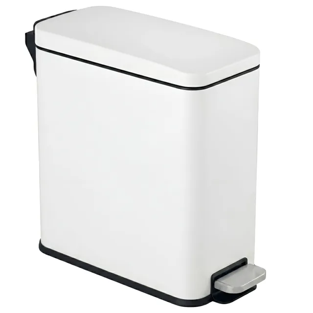 itouchless-softstep-3-gallon-chalk-white-stainless-steel-slim-step-pedal-bathroo image 1