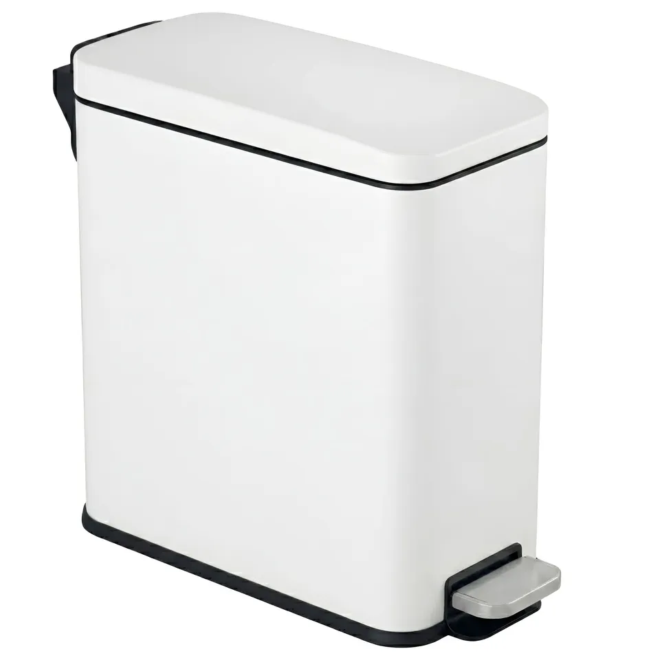 itouchless-softstep-3-gallon-chalk-white-stainless-steel-slim-step-pedal-bathroo image 1