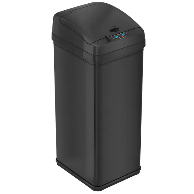 itouchless-50-liter-13-gallon-matte-black-stainless-steel-sensor-kitchen-trash-c image 1