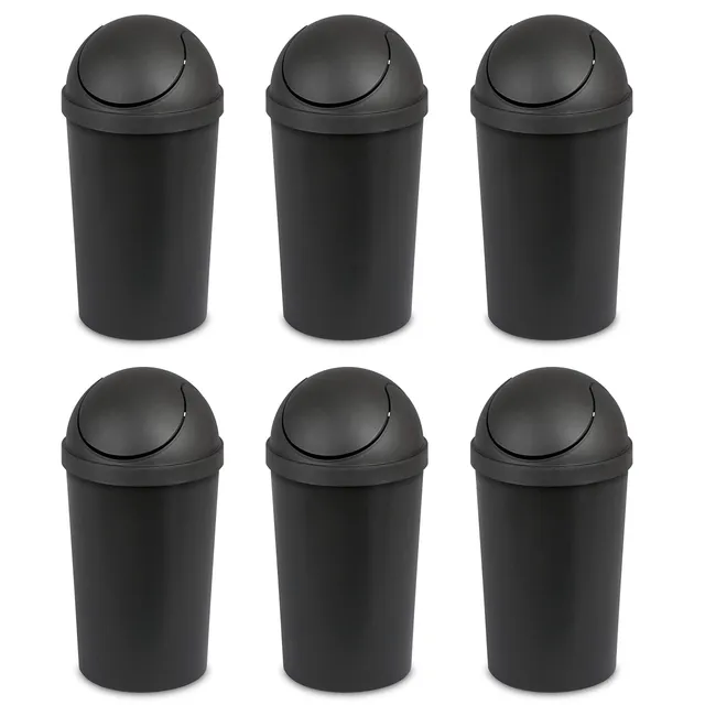 sterilite-3-gallon-round-swingtop-wastebasket-with-lid-black-6-pack image 1