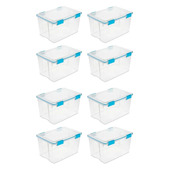 sterilite-54-quart-gasket-box-clear-storage-tote-with-blue-latches-8-pack-for-ai image 1
