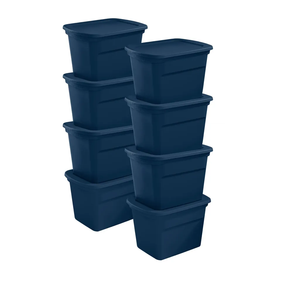 sterilite-8-pack-storage-tote-18-gallon-marine-blue-heavy-duty-plastic-bins-with image 1