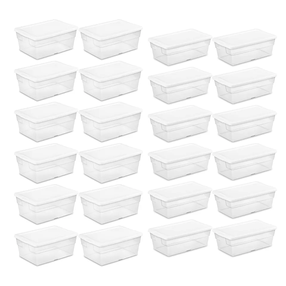 sterilite-6-quart-16-quart-clear-latch-lid-storage-totes-24-pack-12-of-each image 1