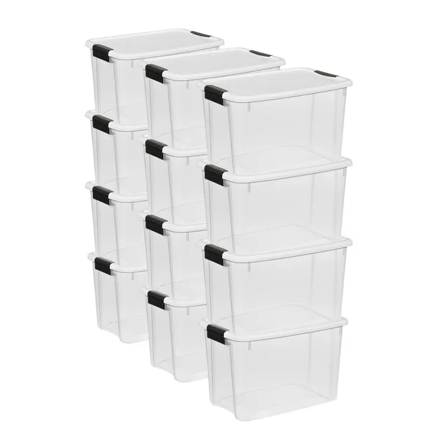 sterilite-12-pack-30-quart-ultra-latch-boxes-with-latching-lids-clear-plastic image 1