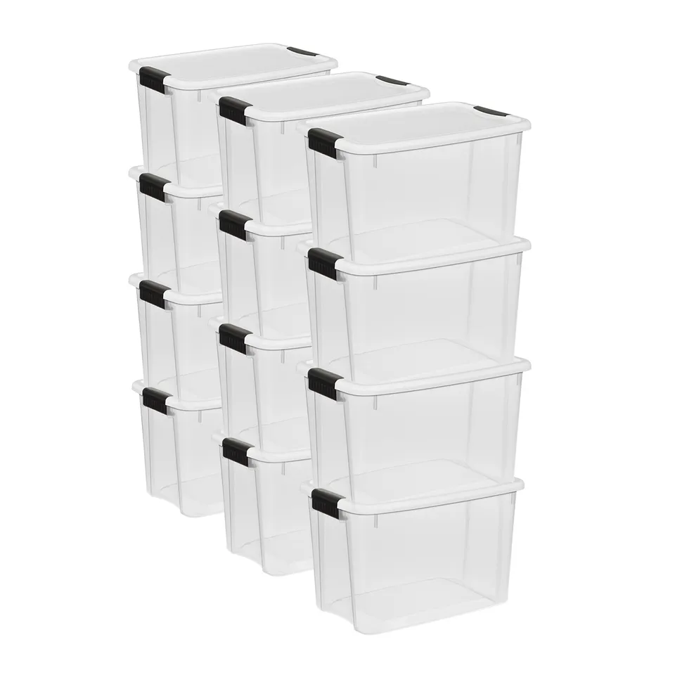 sterilite-12-pack-30-quart-ultra-latch-boxes-with-latching-lids-clear-plastic image 1