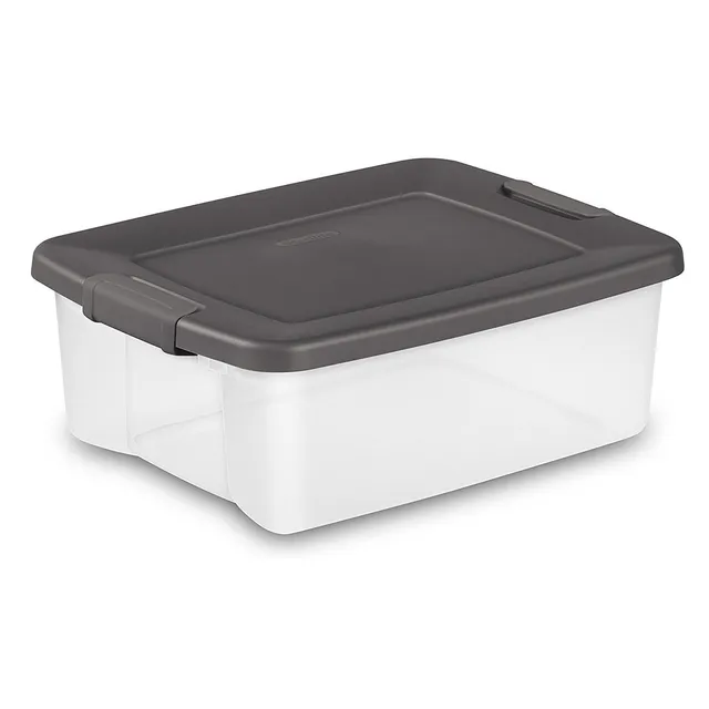 sterilite-25-quart-storage-tote-with-driftwood-lid-498-pack-fits-0155-shelving image 1