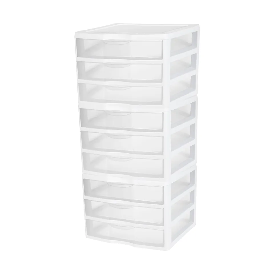sterilite-wide-3-drawer-unit-plastic-desktop-organizer-with-clear-drawers-white- image 1