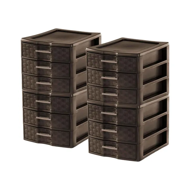 sterilite-medium-weave-craft-office-supplies-3-drawer-storage-organizer-4-pack image 1