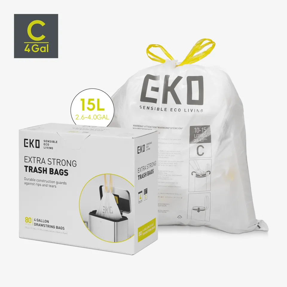 eko-code-c-4-gallon-drawstring-trash-bags-80-count-1-mil-thick-leakproof image 1