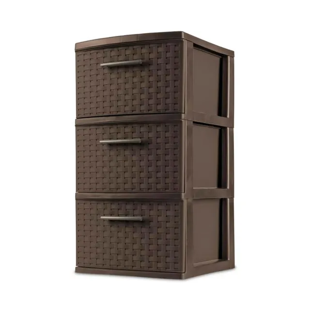 sterilite-2-pack-3-drawer-weave-tower-home-plastic-organizer-with-handles-espres image 1