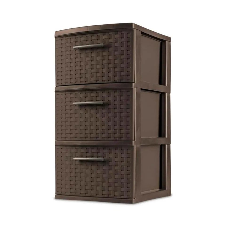 sterilite-2-pack-3-drawer-weave-tower-home-plastic-organizer-with-handles-espres image 1