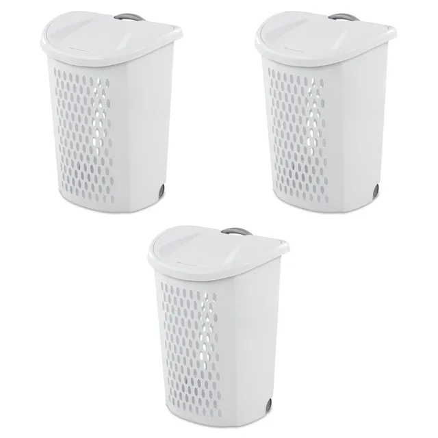 sterilite-ultra-wheeled-laundry-hamper-with-lid-2-bushel-white-3-pack image 1