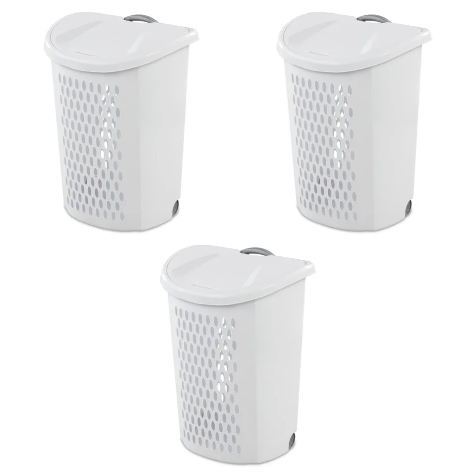 sterilite-ultra-wheeled-laundry-hamper-with-lid-2-bushel-white-3-pack image 1