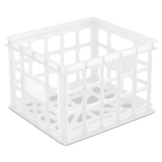 sterilite-storage-crates-6-pack-white-stackable-plastic-open-baskets-with-handle image 1