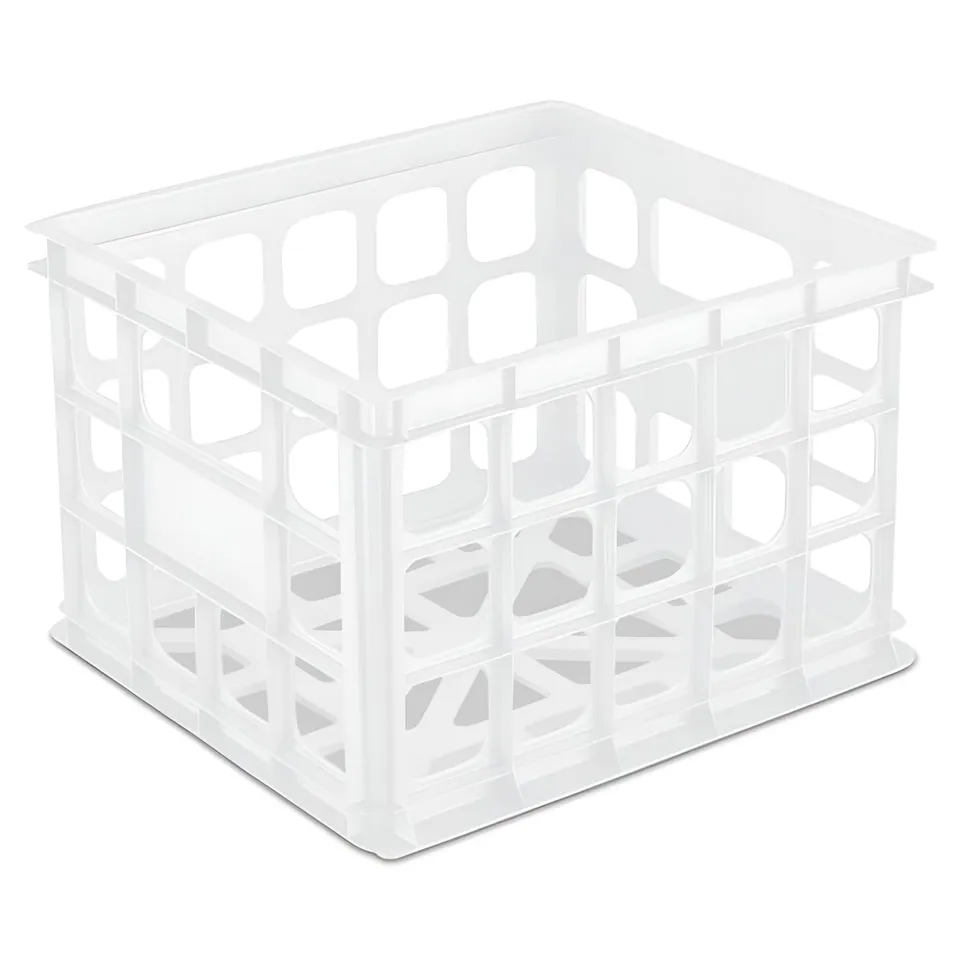 sterilite-storage-crates-6-pack-white-stackable-plastic-open-baskets-with-handle image 1