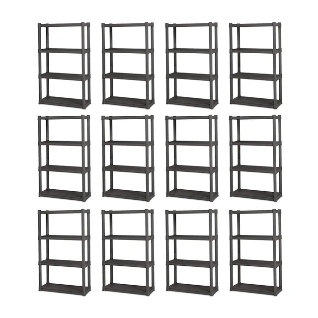 sterilite-4-shelf-durable-solid-surface-shelving-unit-flat-gray-12-pack image 1