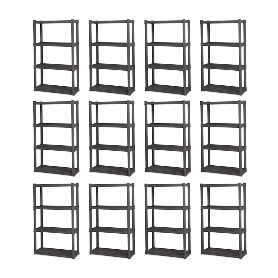 sterilite-4-shelf-durable-solid-surface-shelving-unit-flat-gray-12-pack image 1