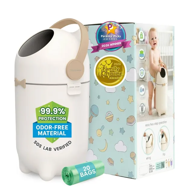 itouchless-odorless-diaper-pail-boho-white image 1