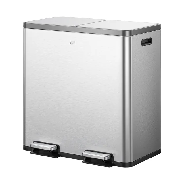 eko-ecocasa-plus-2x10-6-gal-dual-recycling-trash-can-for-kitchen-stainless-steel image 1