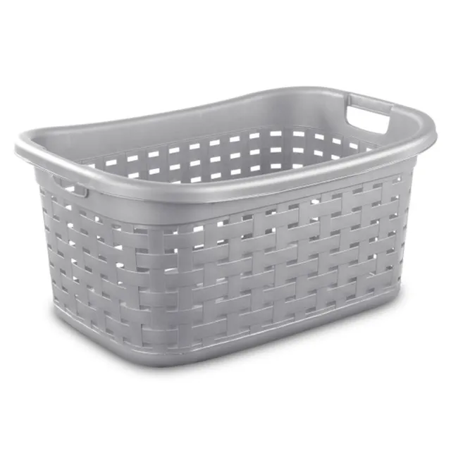 sterilite-6-pack-weave-laundry-basket-rectangle-plastic-clothes-hamper-with-hand image 1