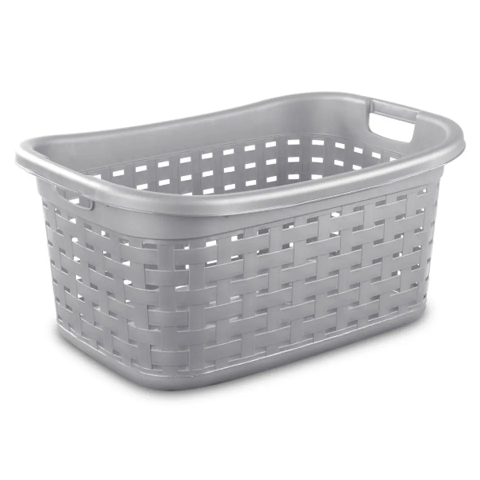 sterilite-6-pack-weave-laundry-basket-rectangle-plastic-clothes-hamper-with-hand image 1