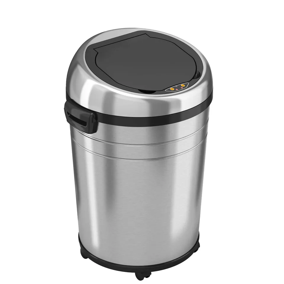 itouchless-68l-18-gallon-stainless-steel-round-sensor-kitchen-trash-can-with-whe image 1