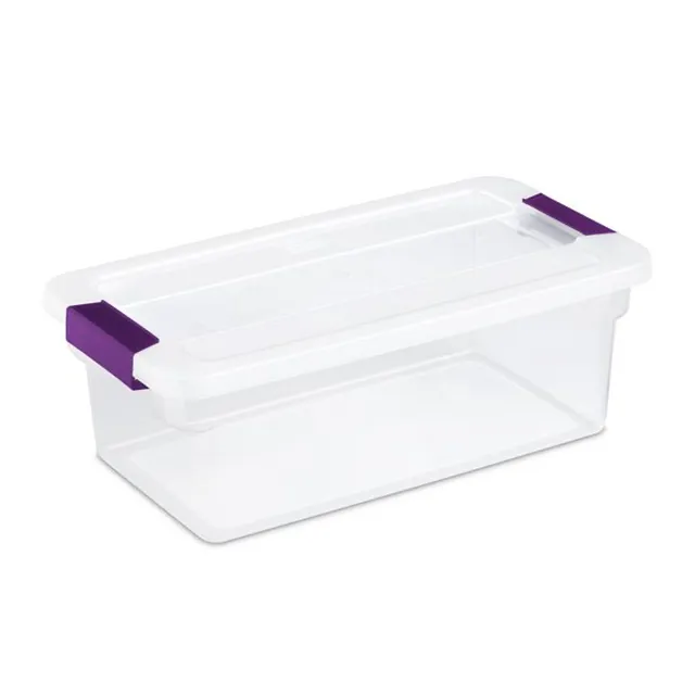 sterilite-6-quart-clearview-multipurpose-stacking-storage-container-tote-with-se image 1