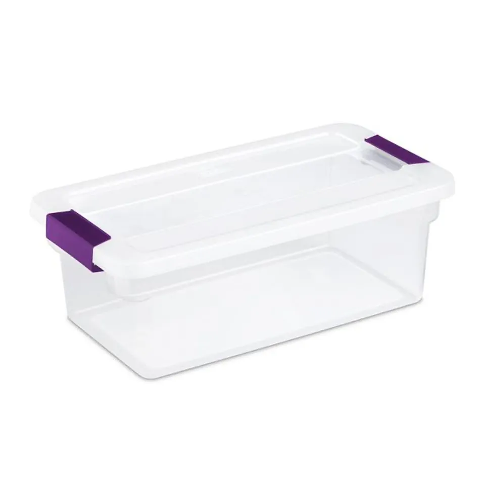 sterilite-6-quart-clearview-multipurpose-stacking-storage-container-tote-with-se image 1