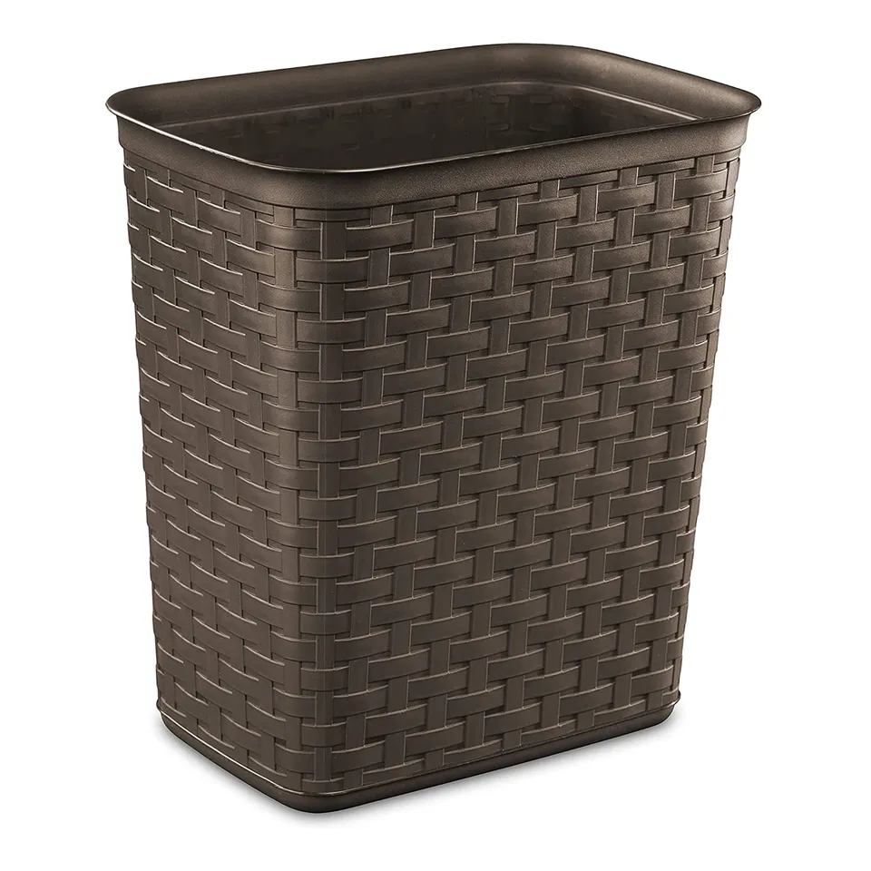 sterilite-weave-3-4-gallon-plastic-wastebasket-with-espresso-brown-finish-24-pac image 1