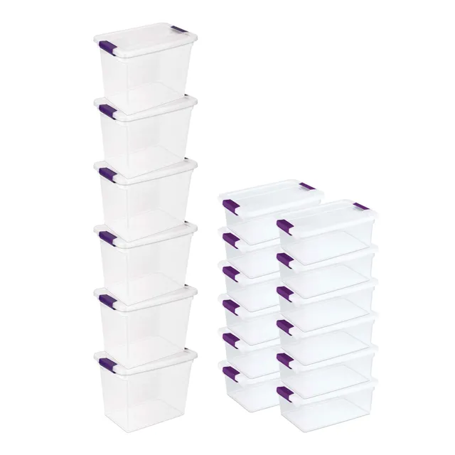sterilite-27-quart-15-quart-clear-latch-lid-storage-totes-18-pack-6x27qt-12x15qt image 1