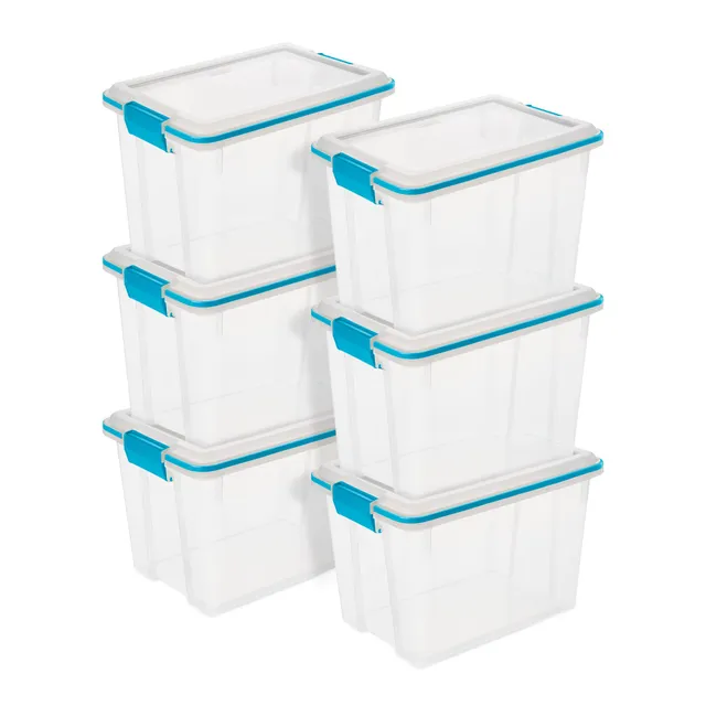 sterilite-6-pack-gasket-box-20-qt-clear-plastic-storage-bins-with-latching-lids image 1