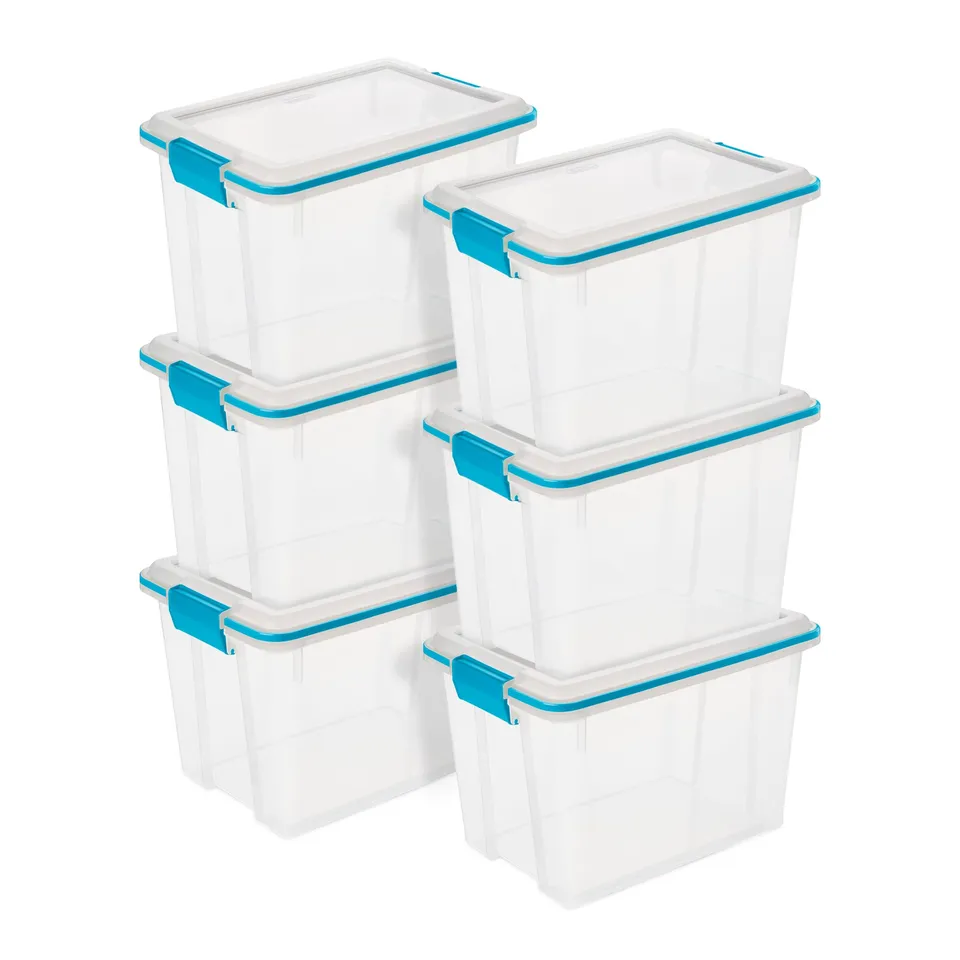 sterilite-6-pack-gasket-box-20-qt-clear-plastic-storage-bins-with-latching-lids image 1