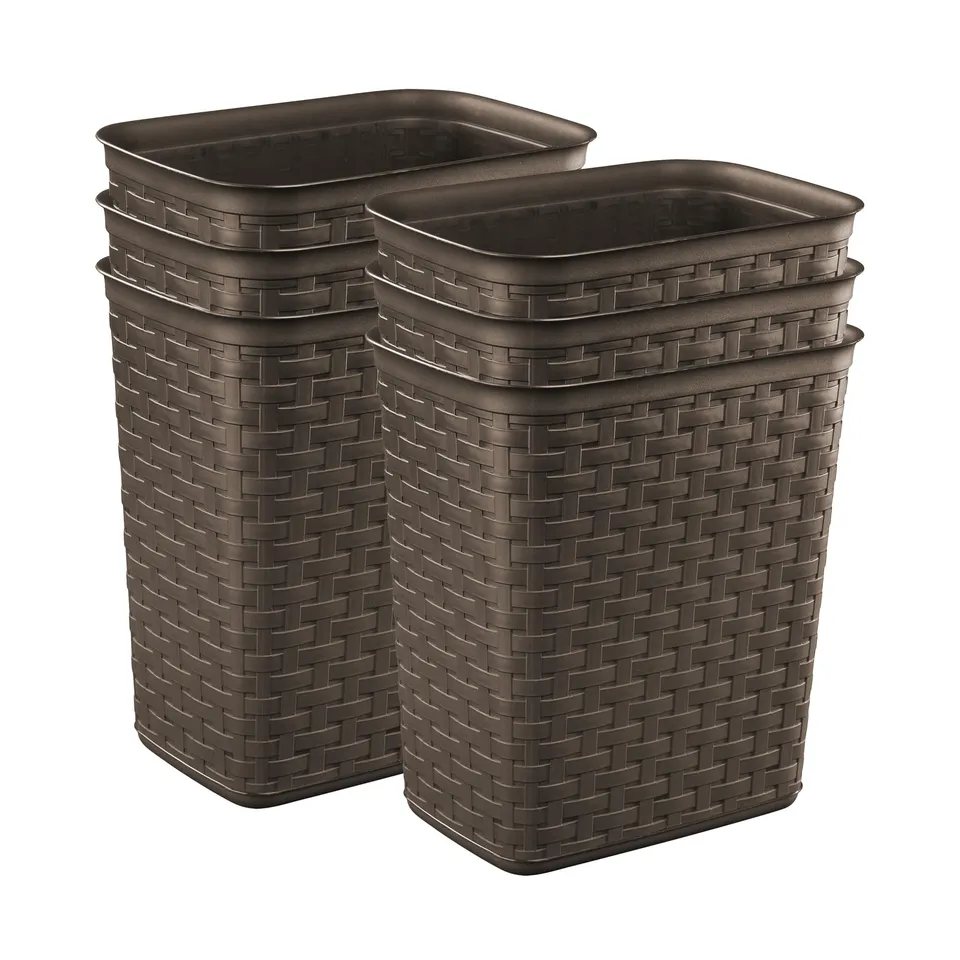 sterilite-3-4-gallon-weave-wastebasket-6-pack-espresso-brown-decorative-small-tr image 1