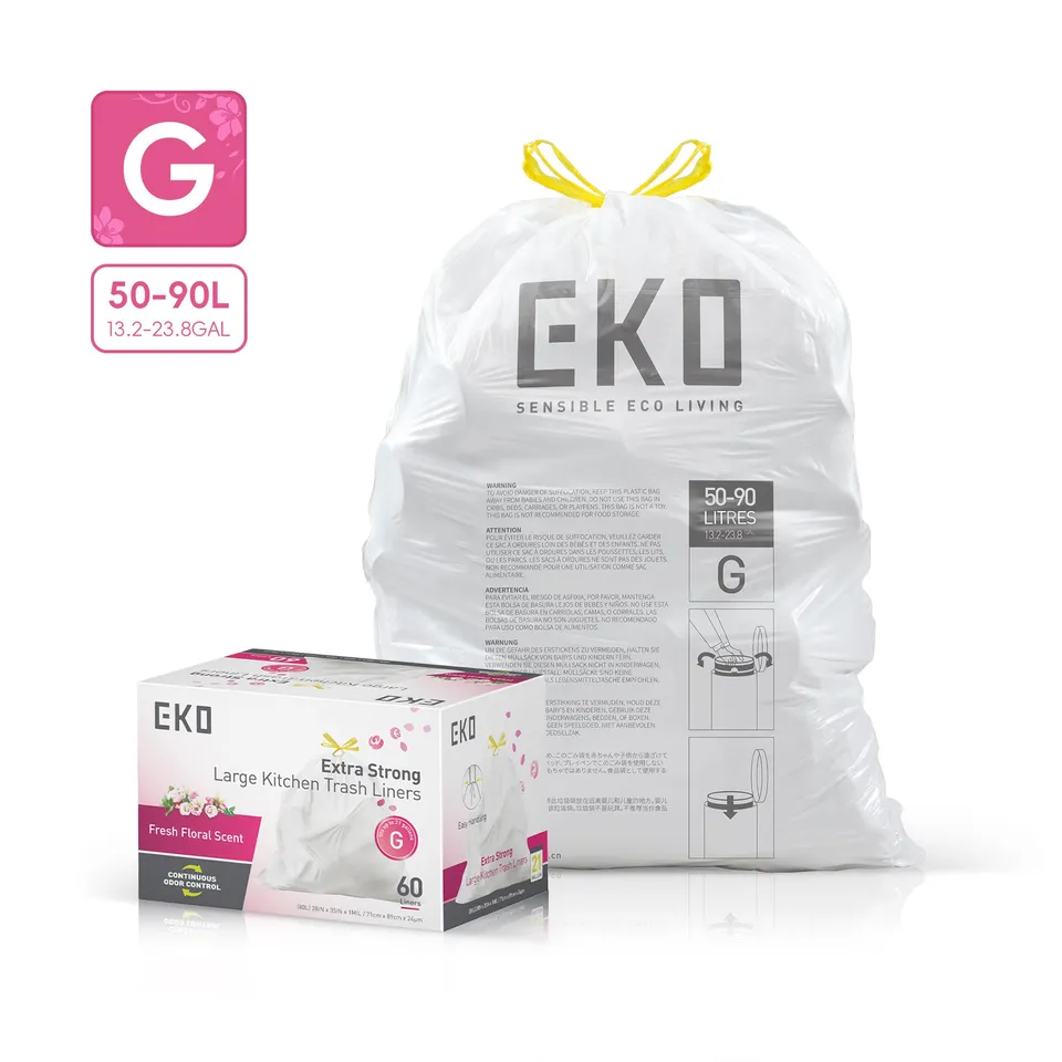 eko-code-g-21-gallon-easy-dispense-roll-trash-bags-60-count-fresh-floral-scent image 1