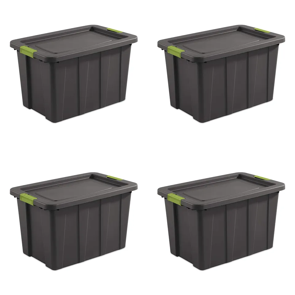 sterilite-30-gal-latching-tuff1-storage-tote-stackable-gray-4-pack image 1