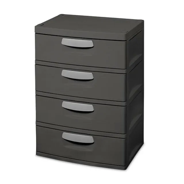 sterilite-4-drawer-heavy-duty-gray-storage-unit-with-black-handles-6-pack image 1