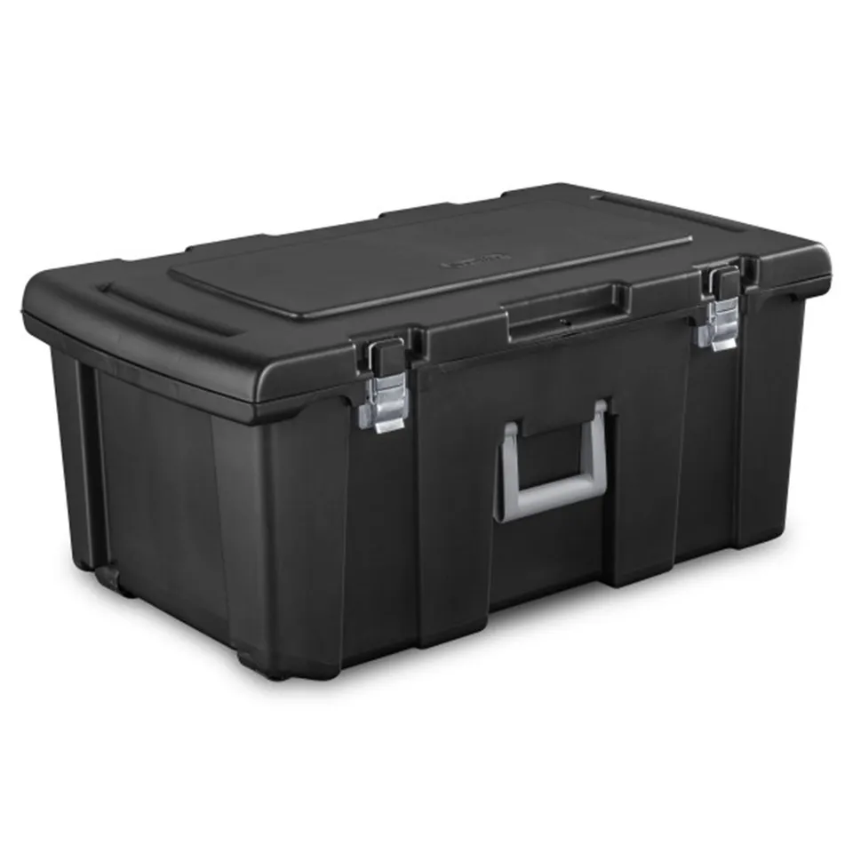 sterilite-wheeled-footlocker-lockable-plastic-utility-storage-container-black image 1